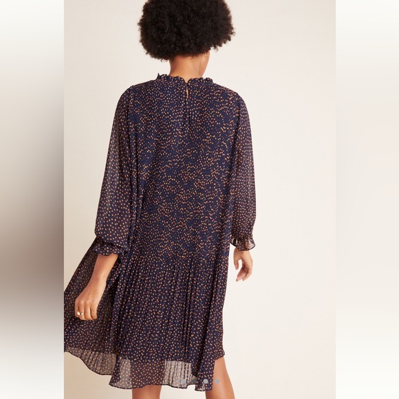 🆕NWT Women’s Anthropologie Seen Worn Kept Vega Pleated Mini Dress Navy Size 6 - Picture 3 of 14